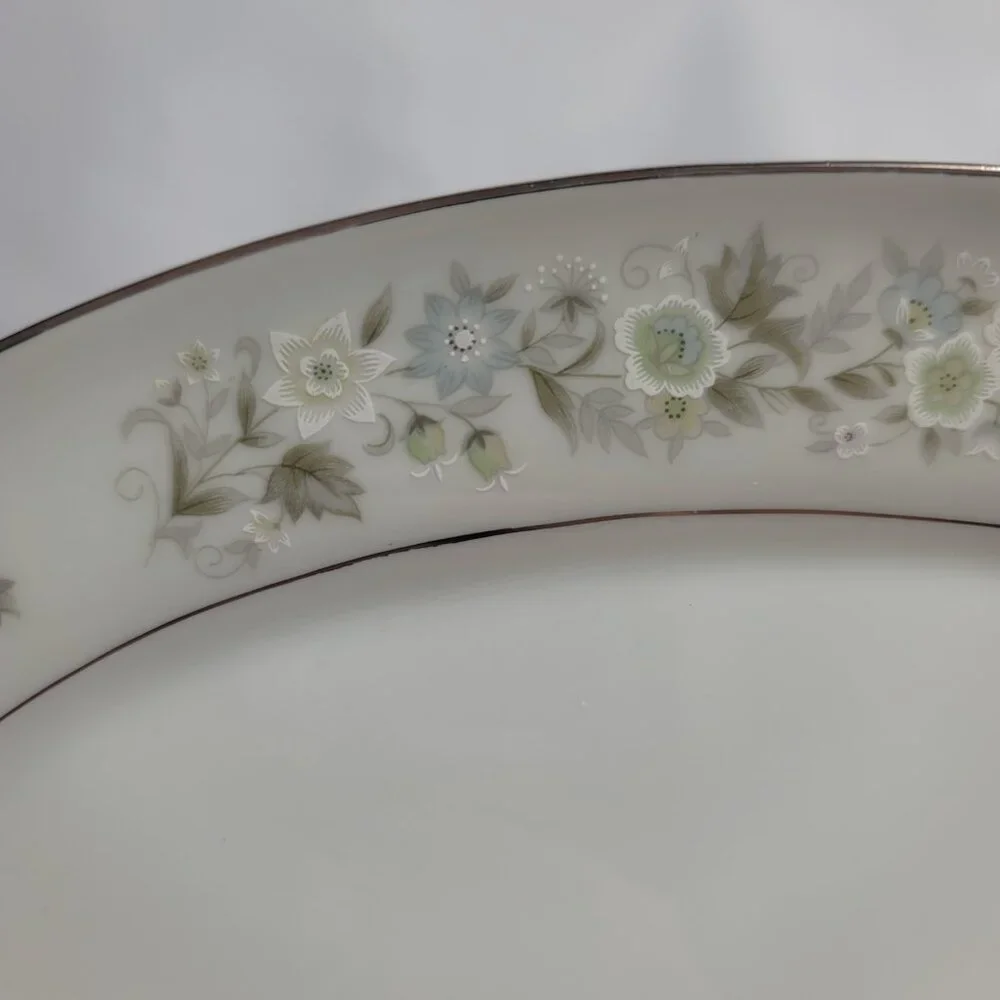 Imperial China Wild Flower Gravy Boat With Underplate Green Blue & White Flowers